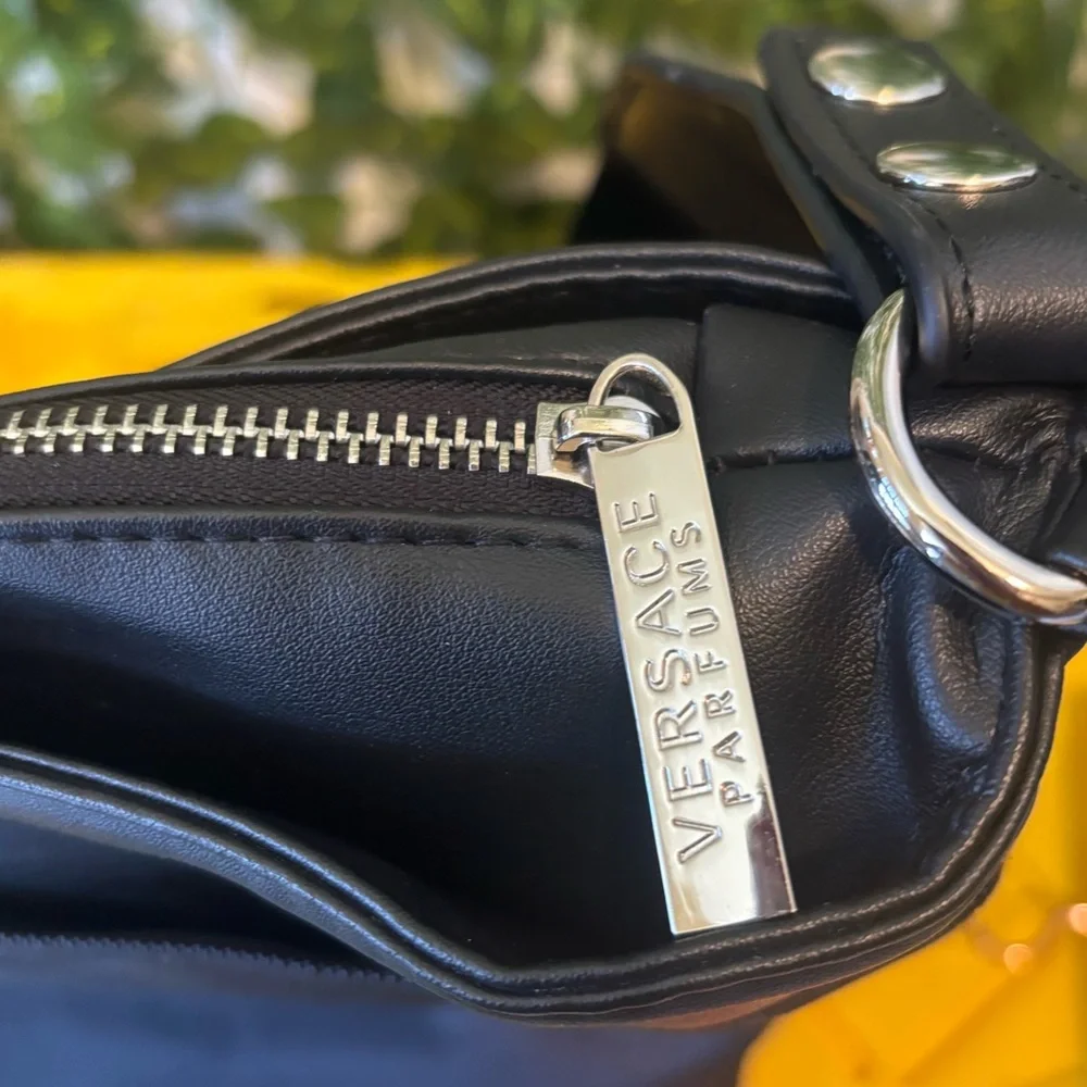 Versace Jeans Collection Black Nylon Laptop Tote with Signature Strap